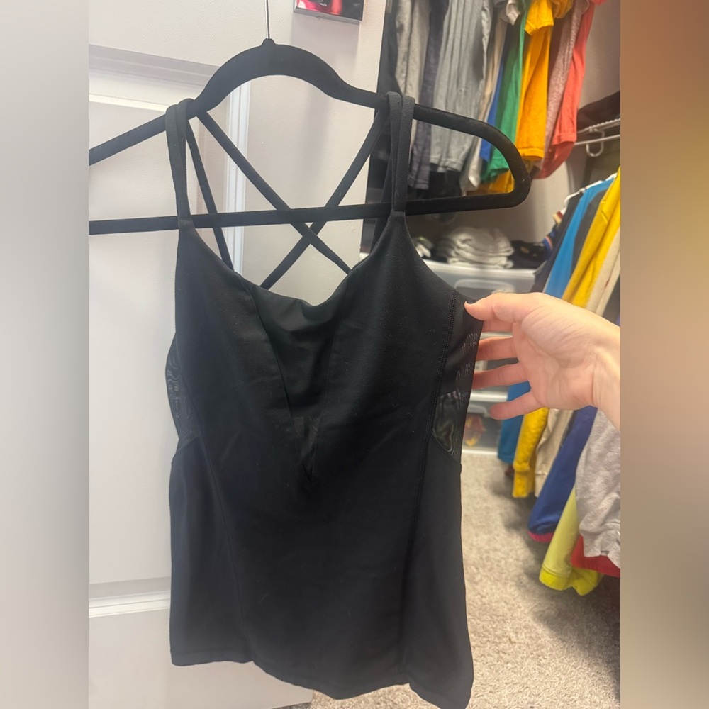 Lululemon strappy sheer mesh tank top